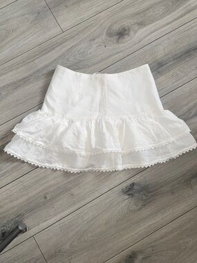 Zara White Tiered Ruffle Mini Skirt